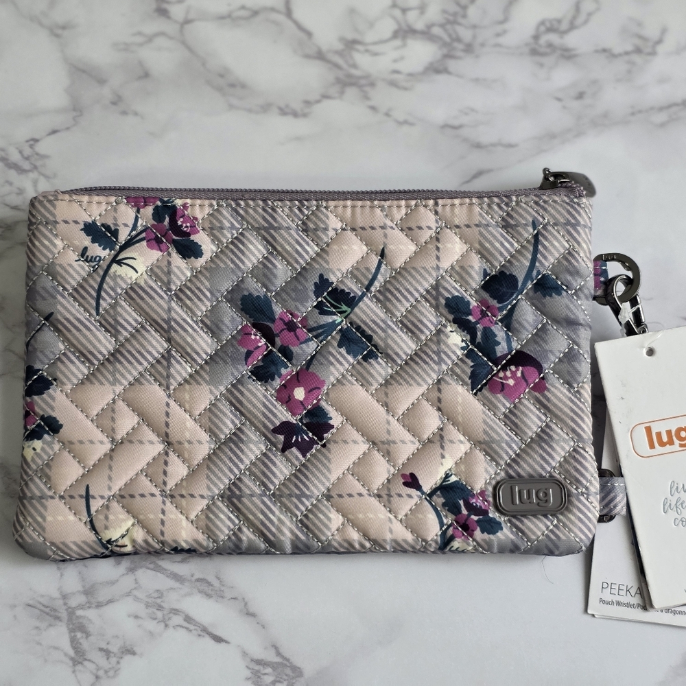 Lug Plaid and Floral Gray Wristlet - Picture 2 of 7